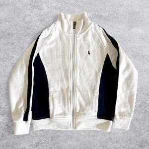 Polo Ralph Lauren Kids White Navy Colorblock Full Zip Track Jacket Size 6X